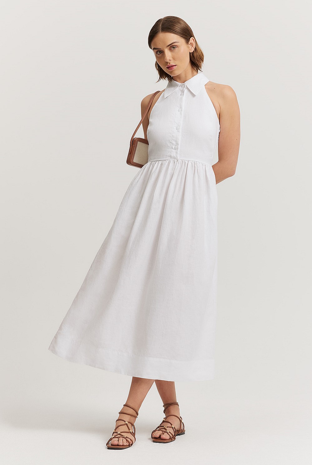 Organically Grown Linen Collared Maxi Dress