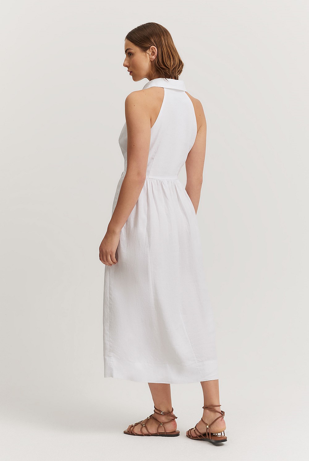 Organically Grown Linen Collared Maxi Dress