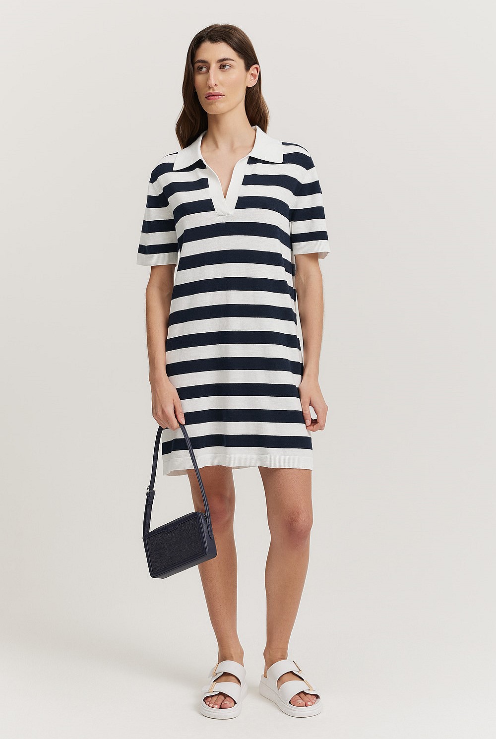 Organically Grown Cotton Linen Stripe Polo Dress