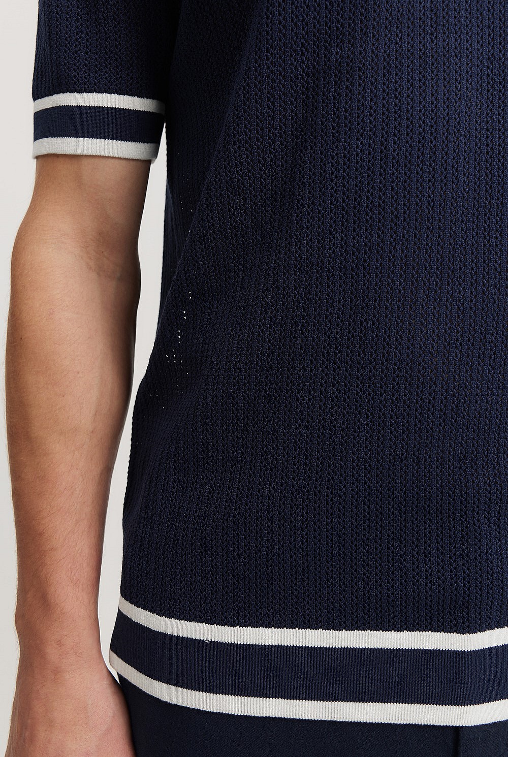 Cotton Silk Textured Stitch Polo
