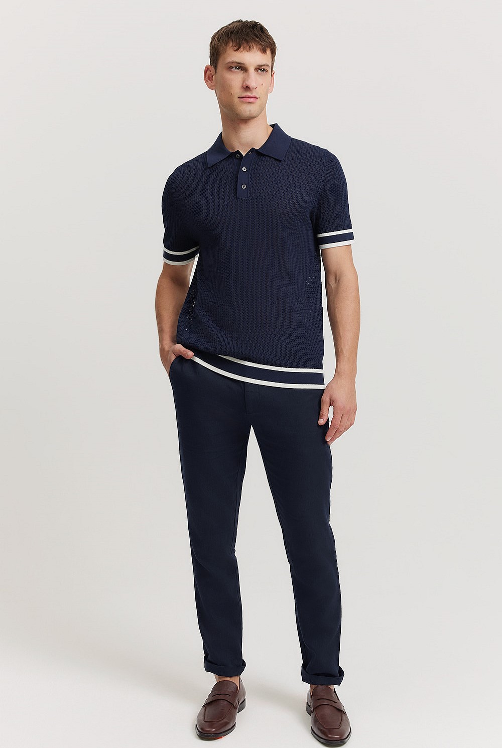 Cotton Silk Textured Stitch Polo