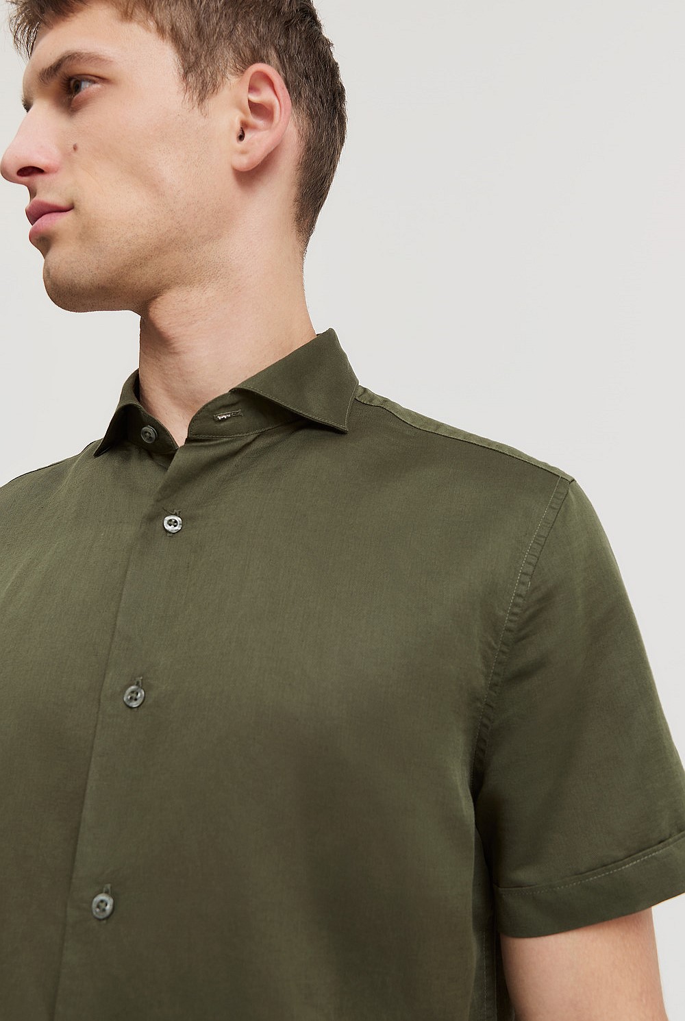 Tailored Fit Linen Cotton Short Sleeve Shirt