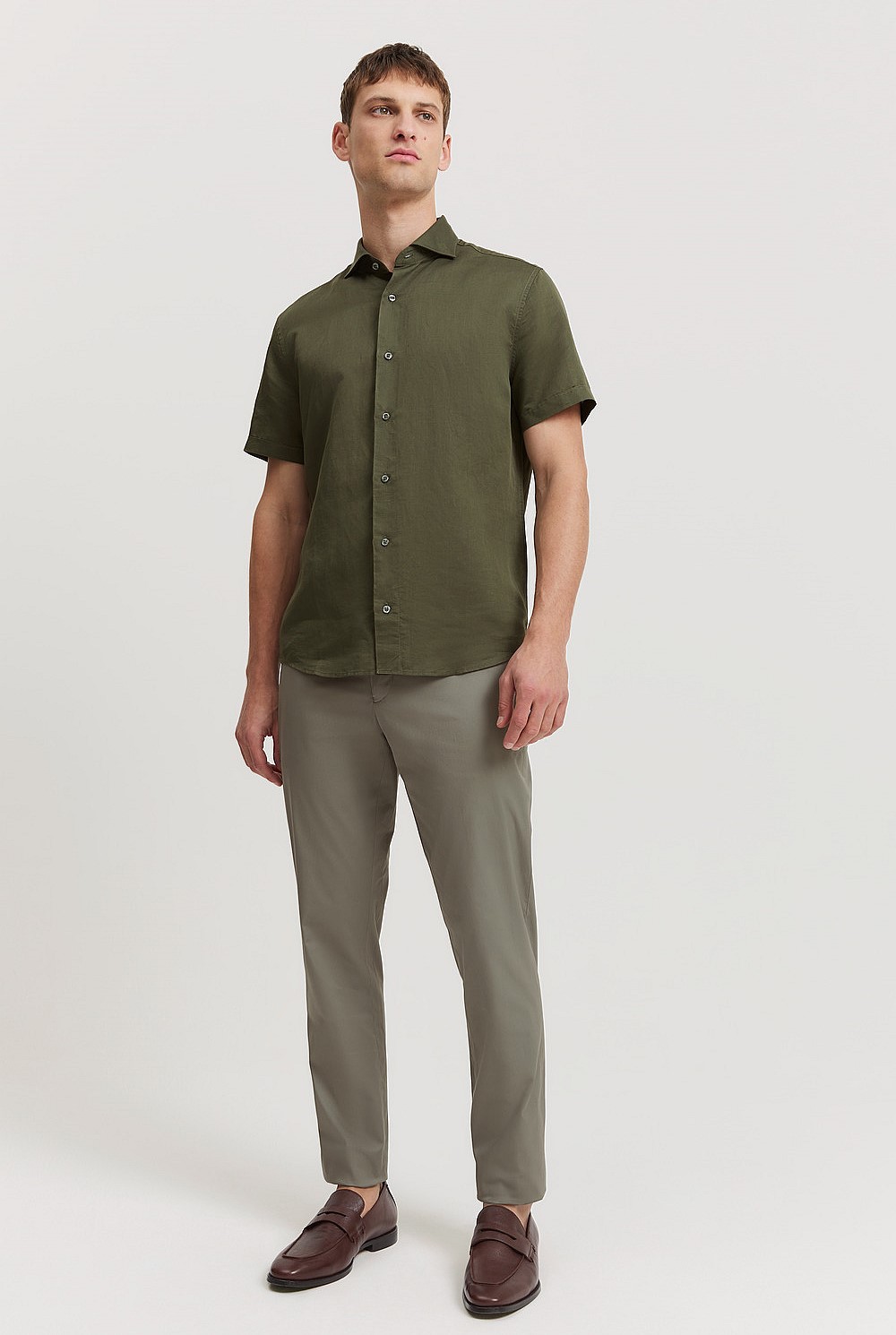 Tailored Fit Linen Cotton Short Sleeve Shirt