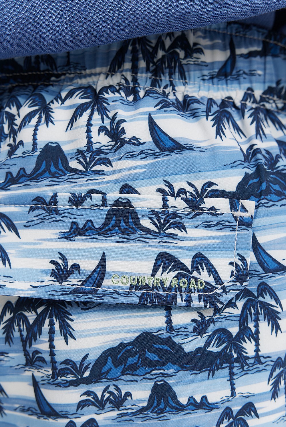 Recycled Polyester Blend Palm Print Swim Short