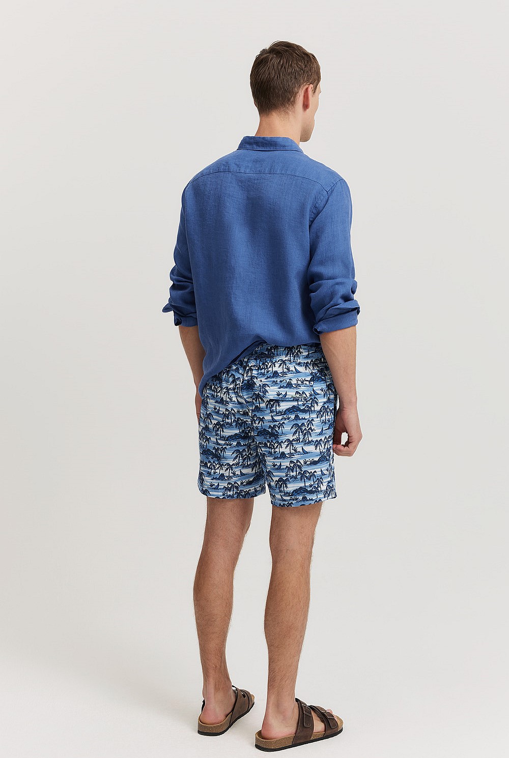 Recycled Polyester Blend Palm Print Swim Short
