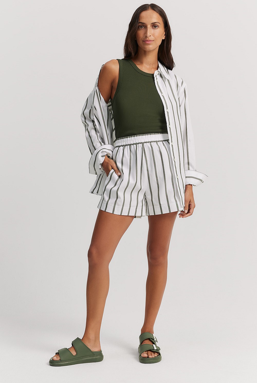 Cotton Stripe Oxford Short