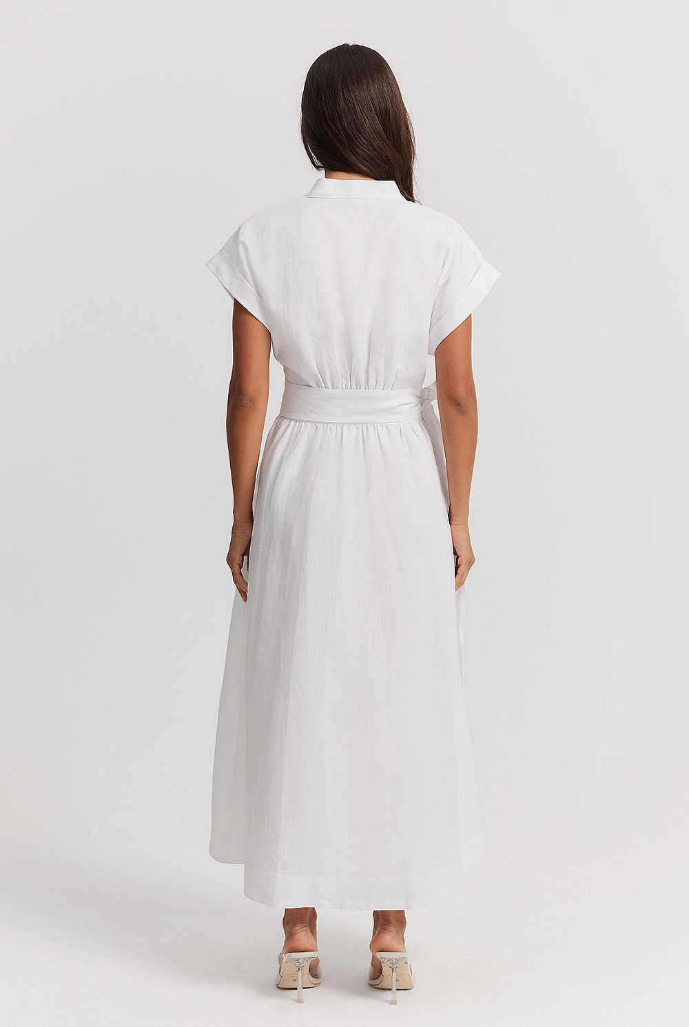 Organically Grown Linen Wrap Midi Dress