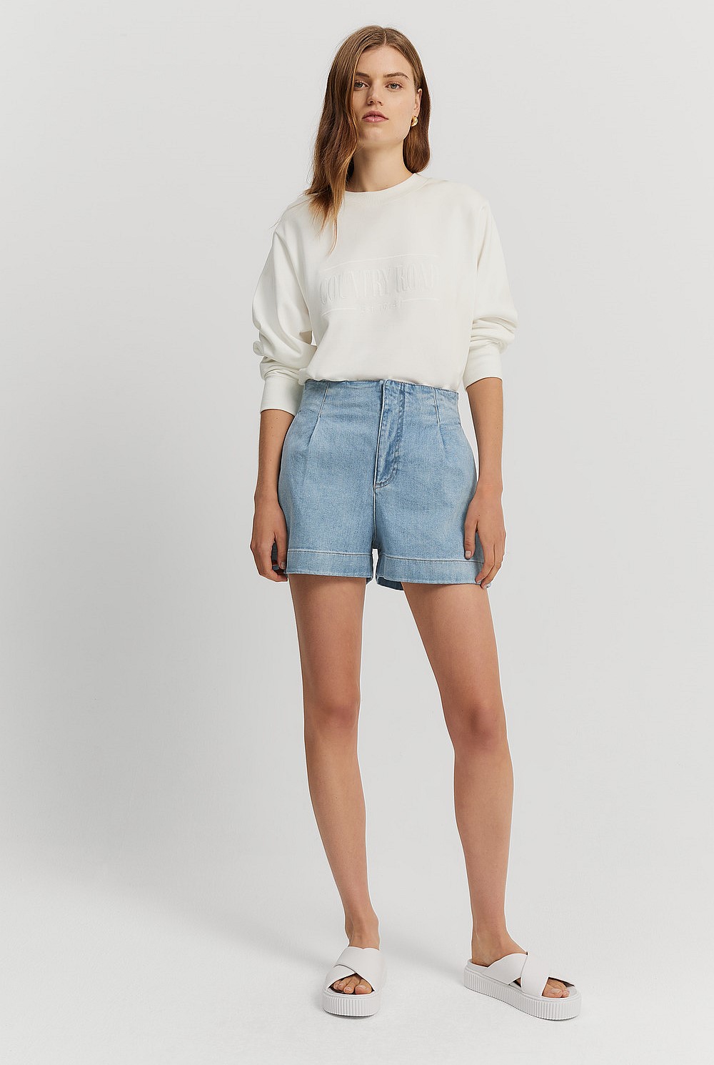 Denim Tuck Front Short