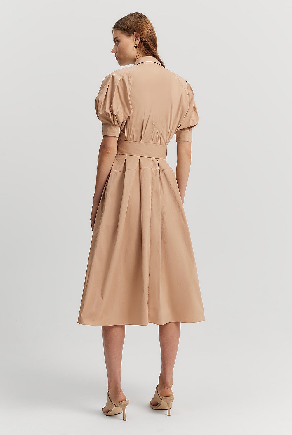 Tuck Detail Midi Shirt Dress