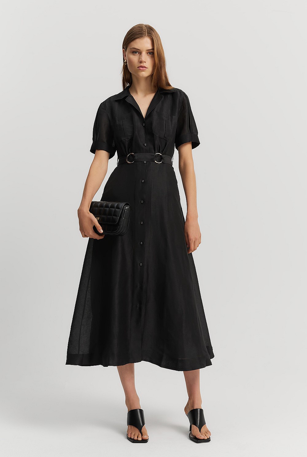 Organza Midi Shirt Dress