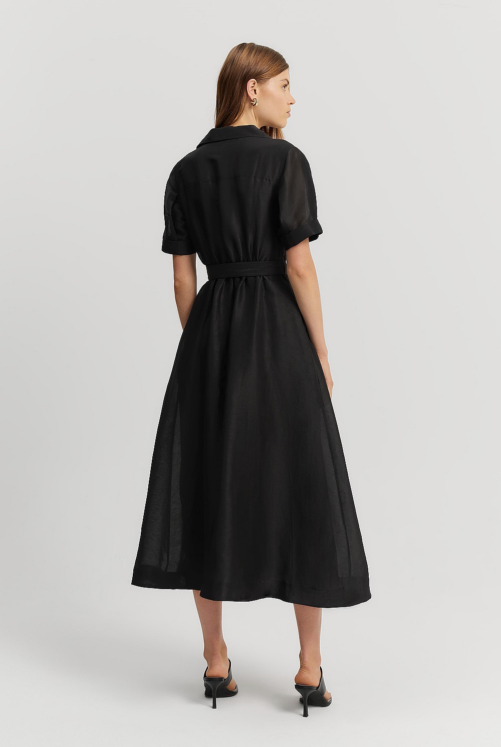 Organza Midi Shirt Dress