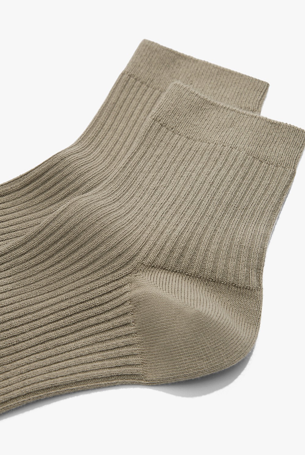 Cotton Blend Ribbed Quarter Crew Sock