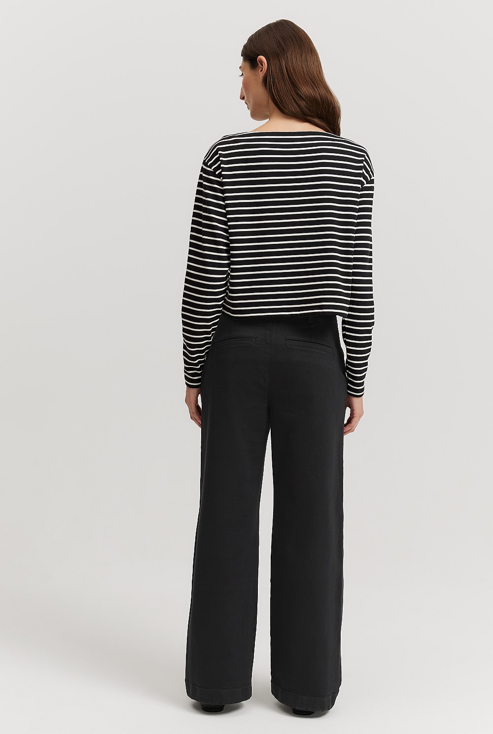 Australian Cotton Stripe Long Sleeve Boat Neck T-Shirt