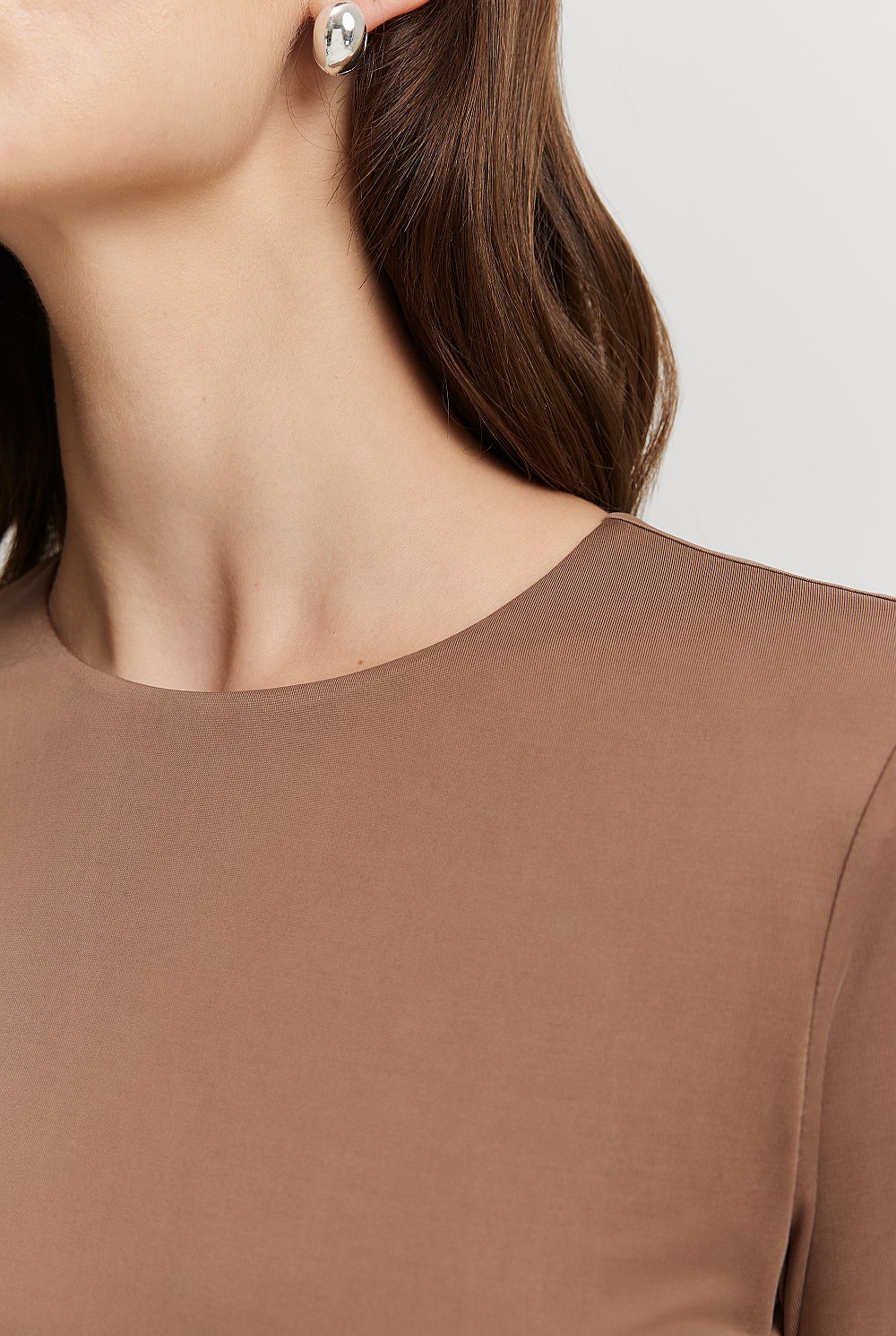 Cupro Jersey Crop Long Sleeve Top