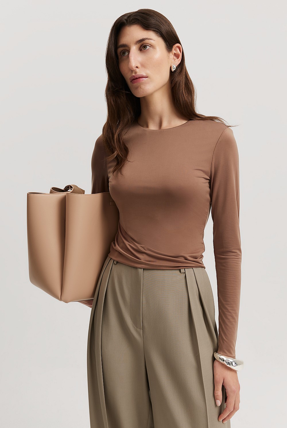 Cupro Jersey Crop Long Sleeve Top