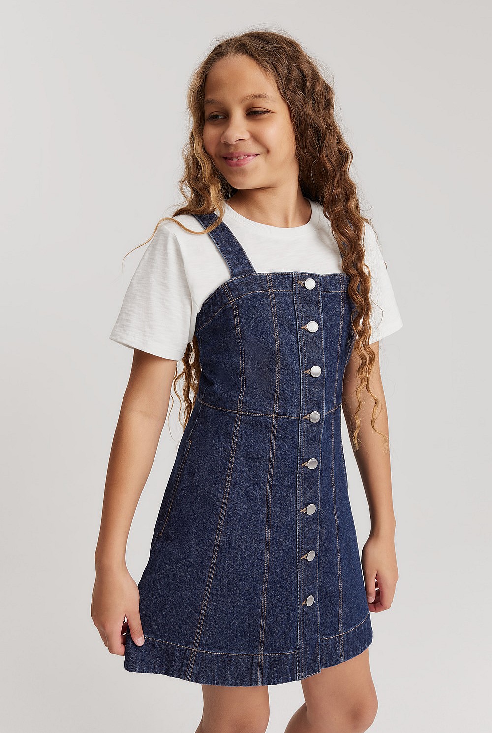 Teen Denim Pinafore Dress