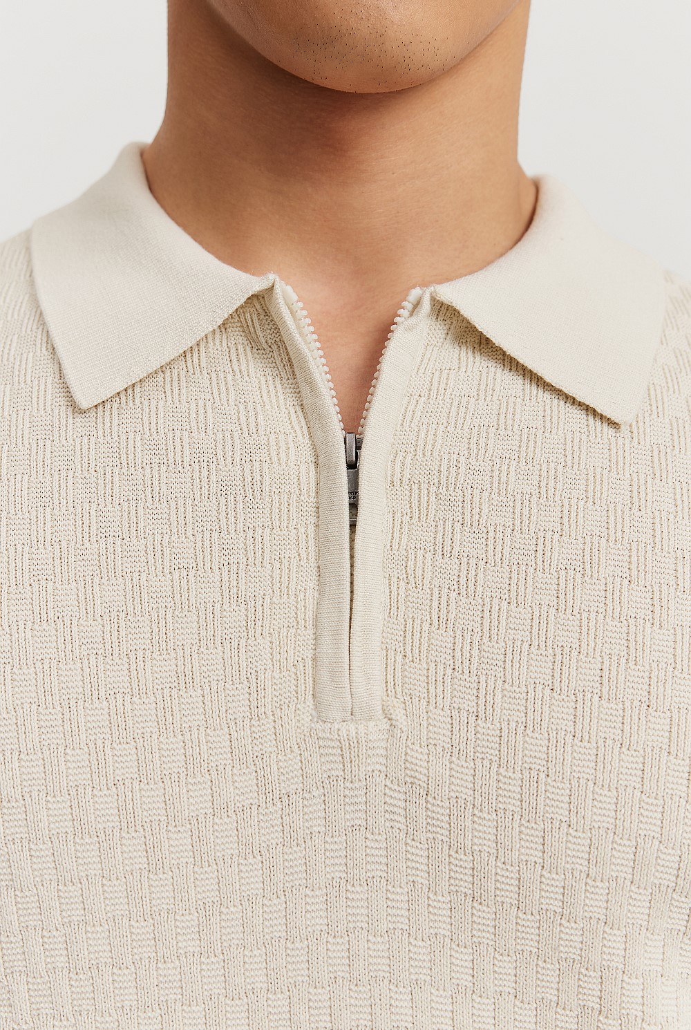Cotton Silk Textured Knit Polo