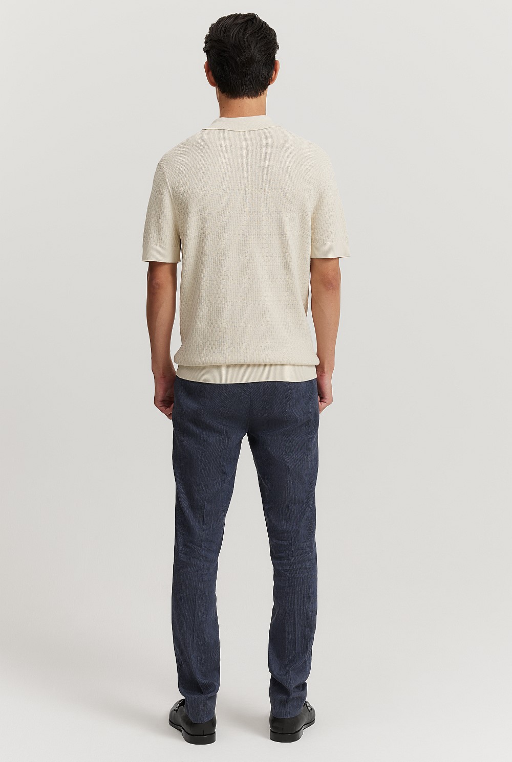 Cotton Silk Textured Knit Polo