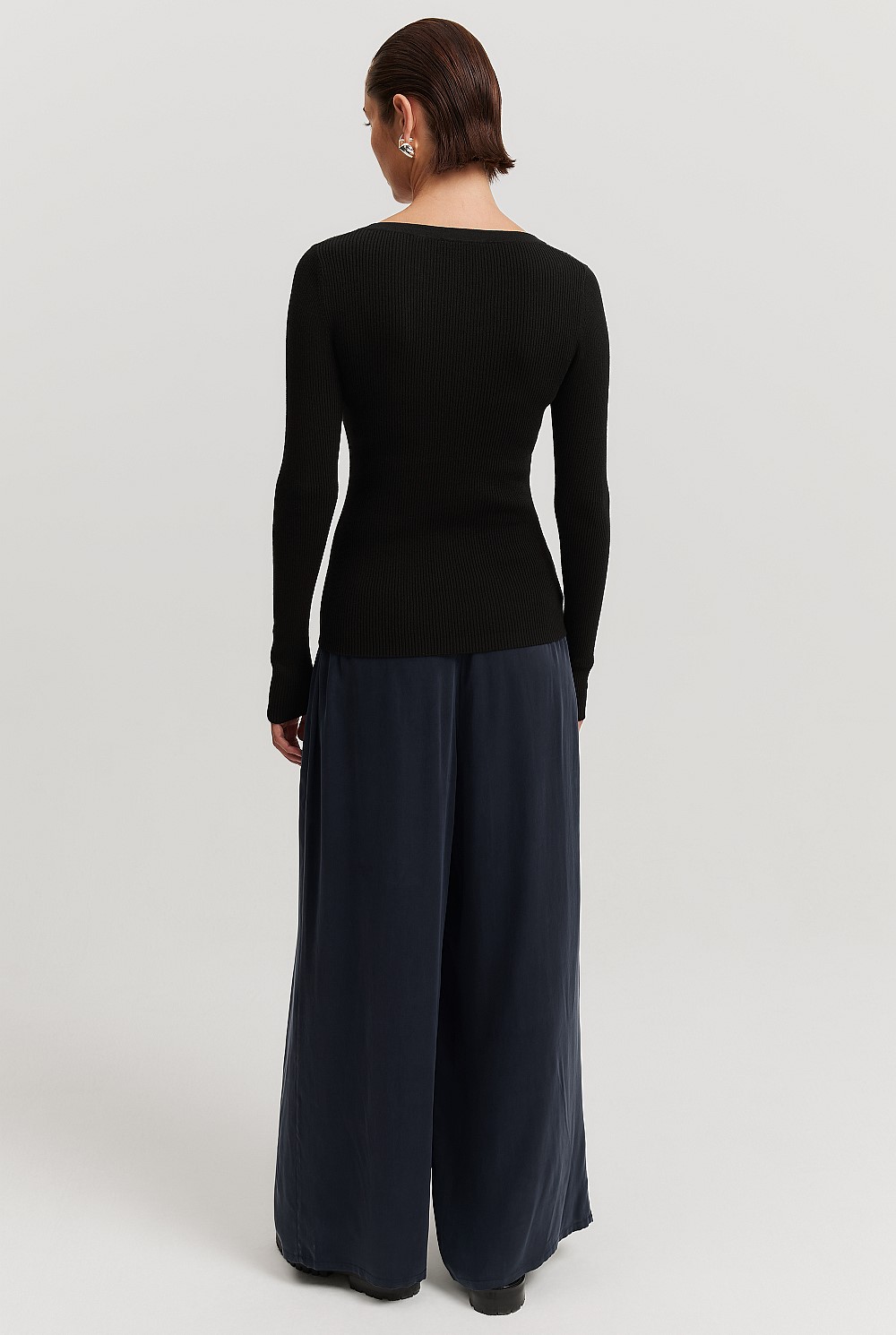 Cotton Cashmere Rib Knit Henley