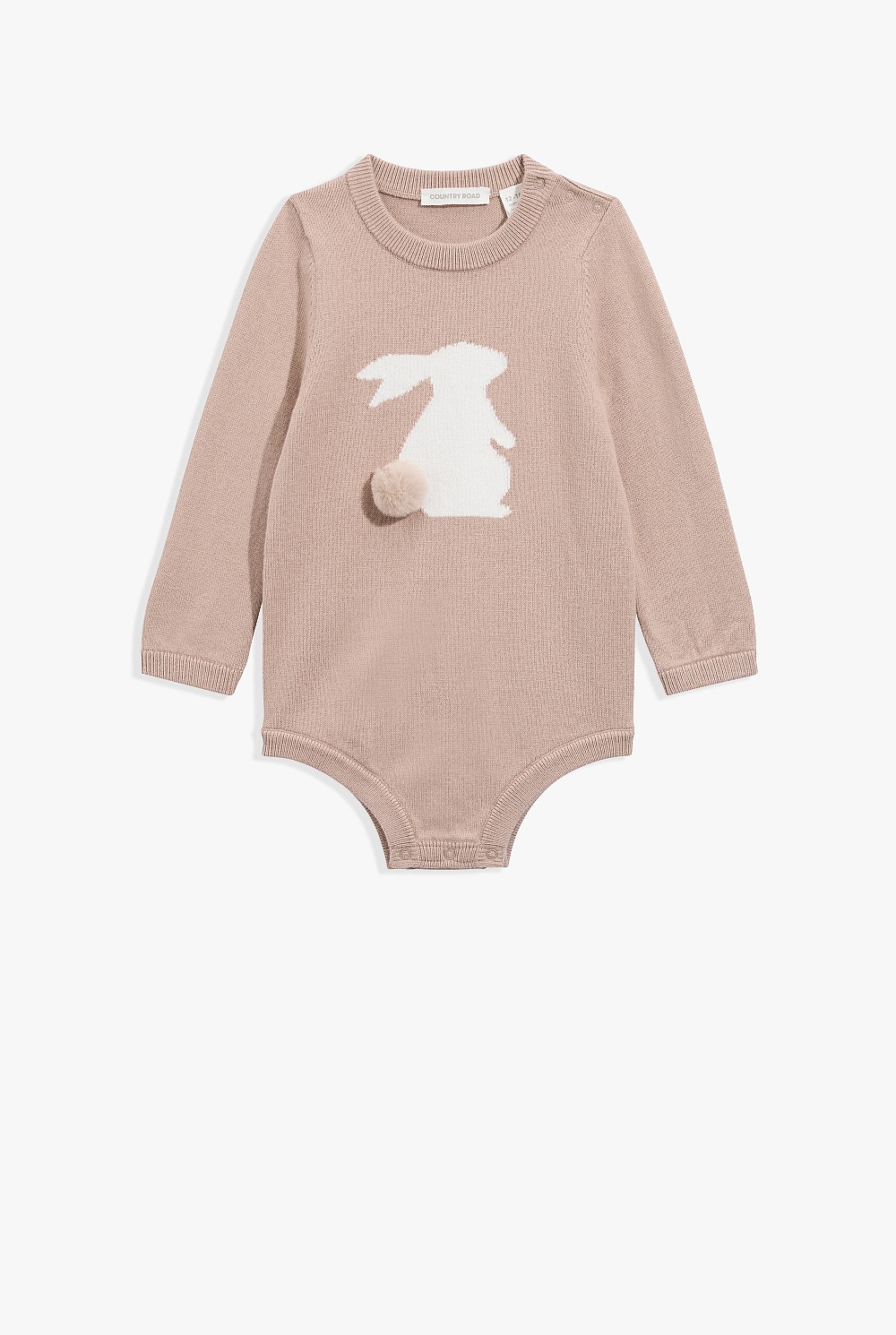 Organically Grown Cotton Blend Bunny Knit Long Sleeve Bodysuit