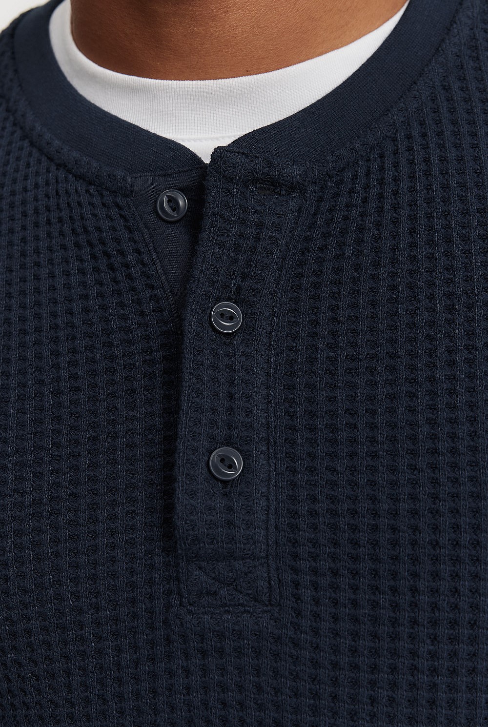 Australian Cotton Blend Waffle Henley