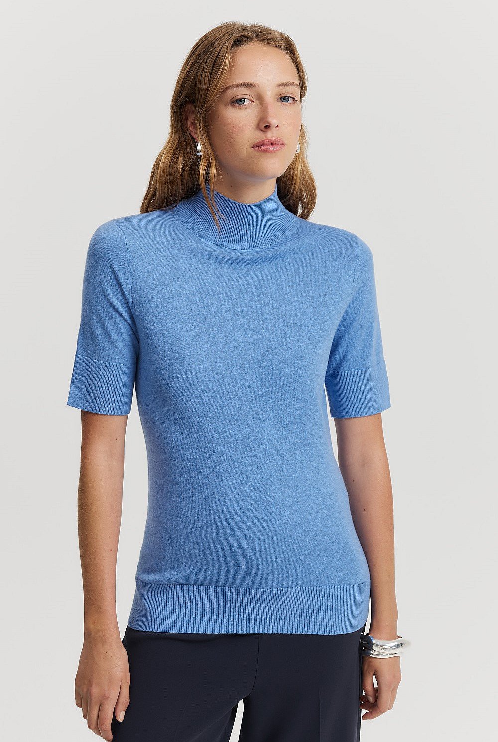 Australian Merino Wool Silk Short Sleeve Knit