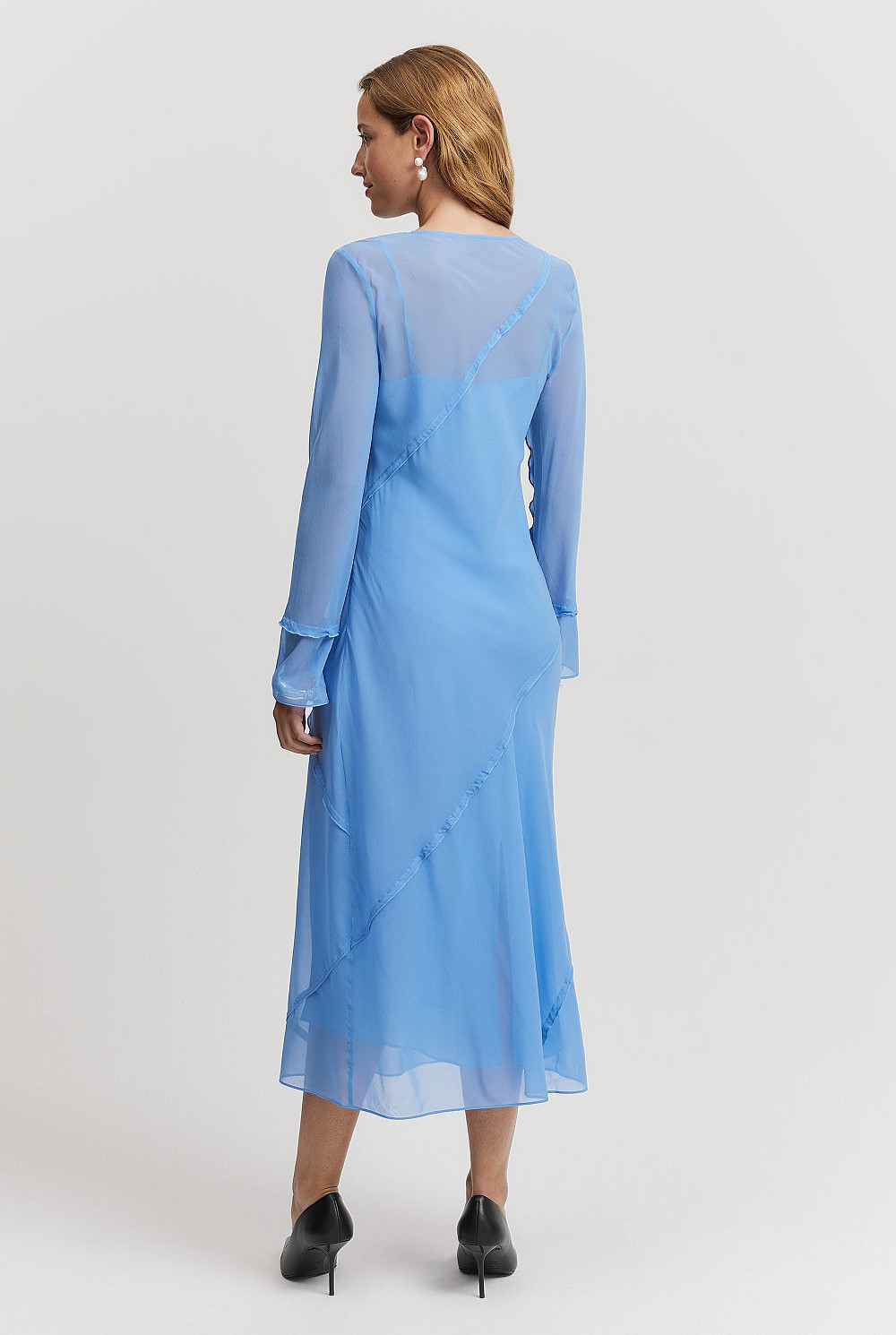 Georgette Long Sleeve Midi Dress
