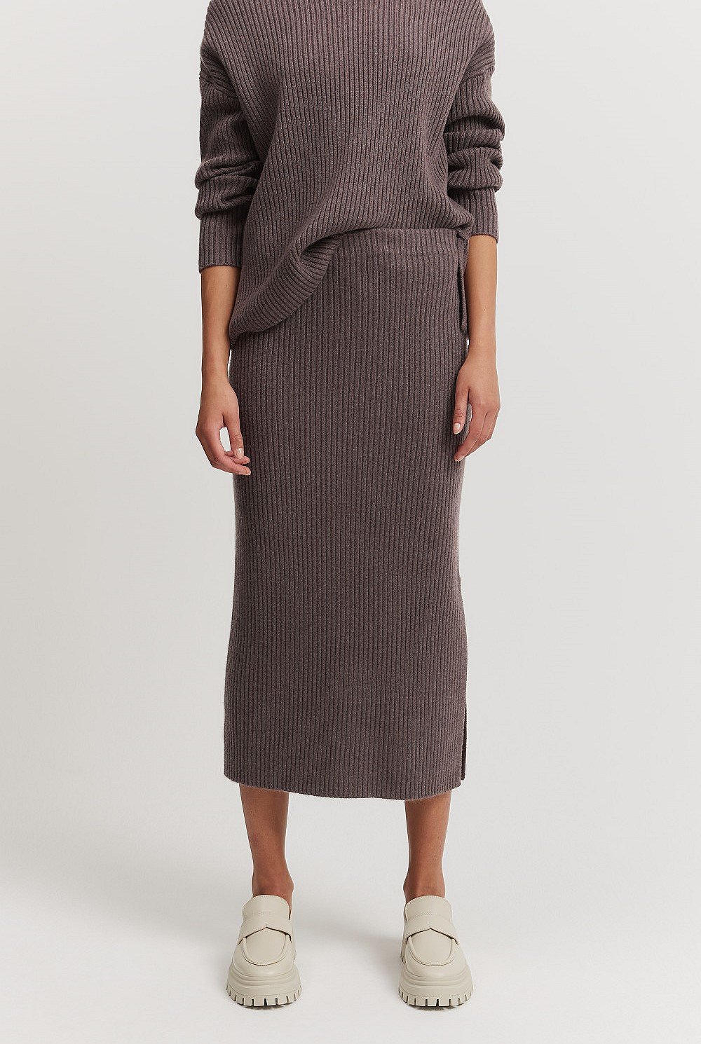 Organically Grown Cotton Cashmere Blend Rib Knit Skirt