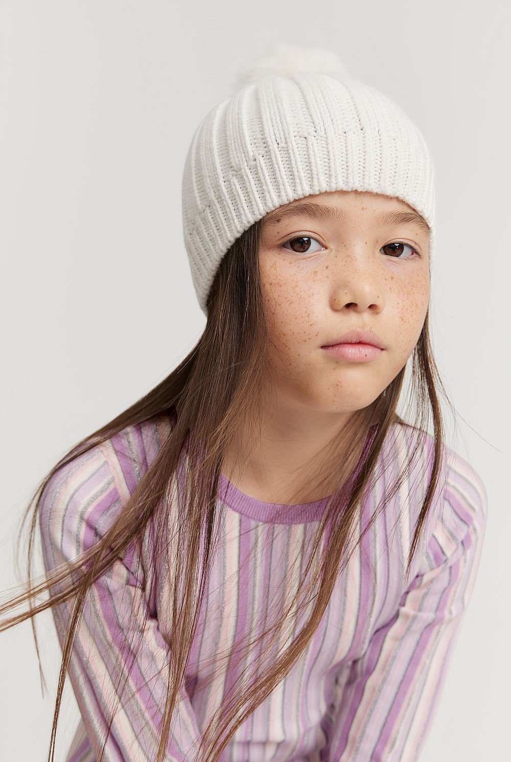 Organically Grown Cotton Blend Pom Pom Rib Beanie