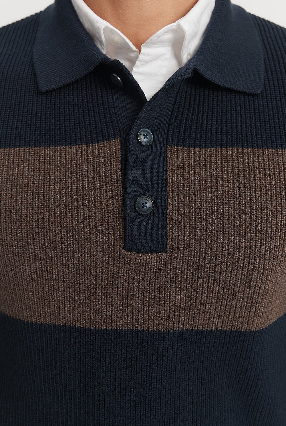 Australian Cotton Blend Stripe Wool Blend Polo