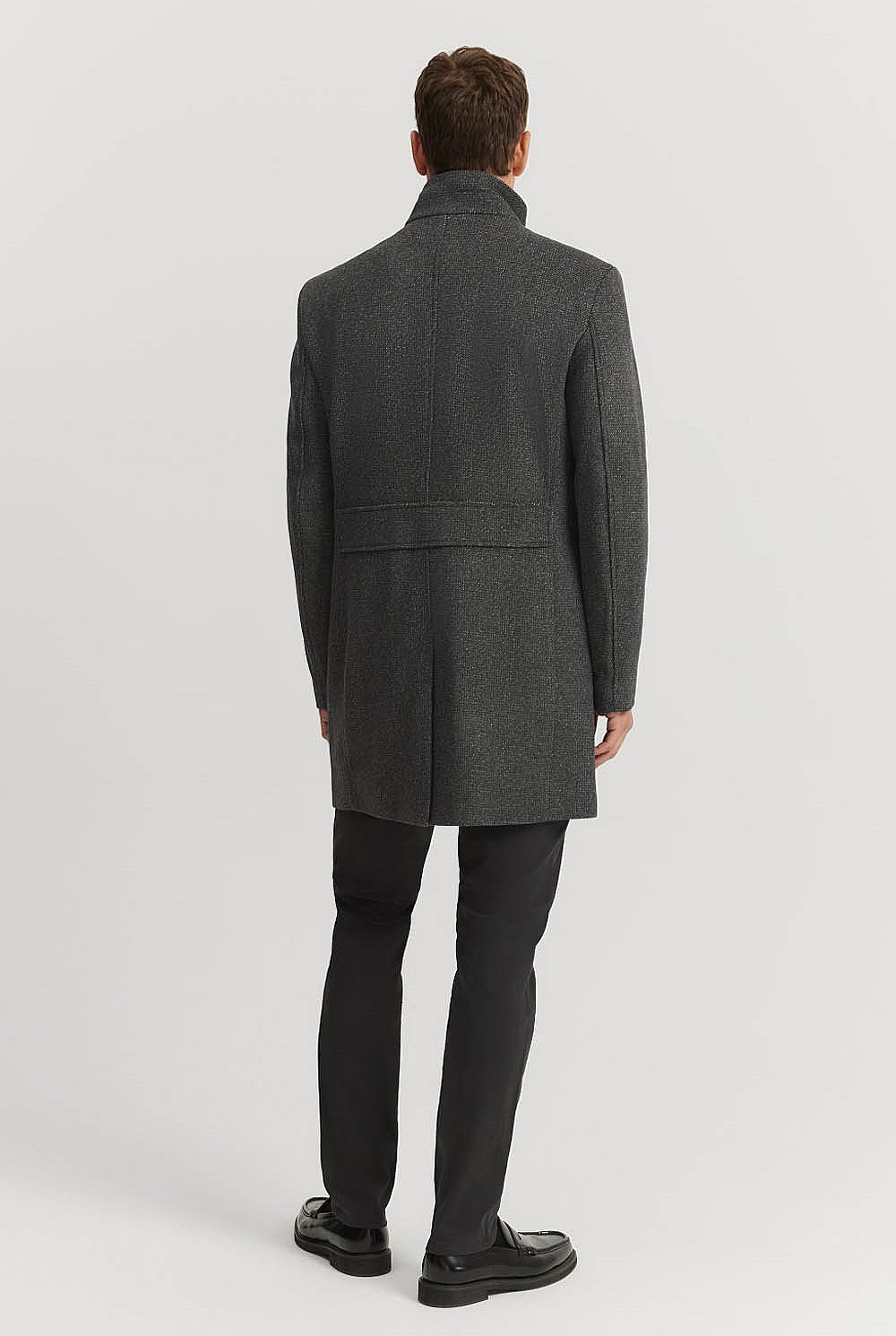 Recycled Wool Blend Funnel Neck Coat