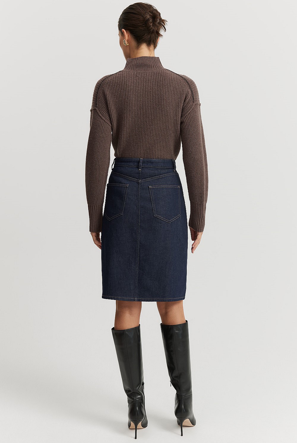 Split Front Denim Skirt