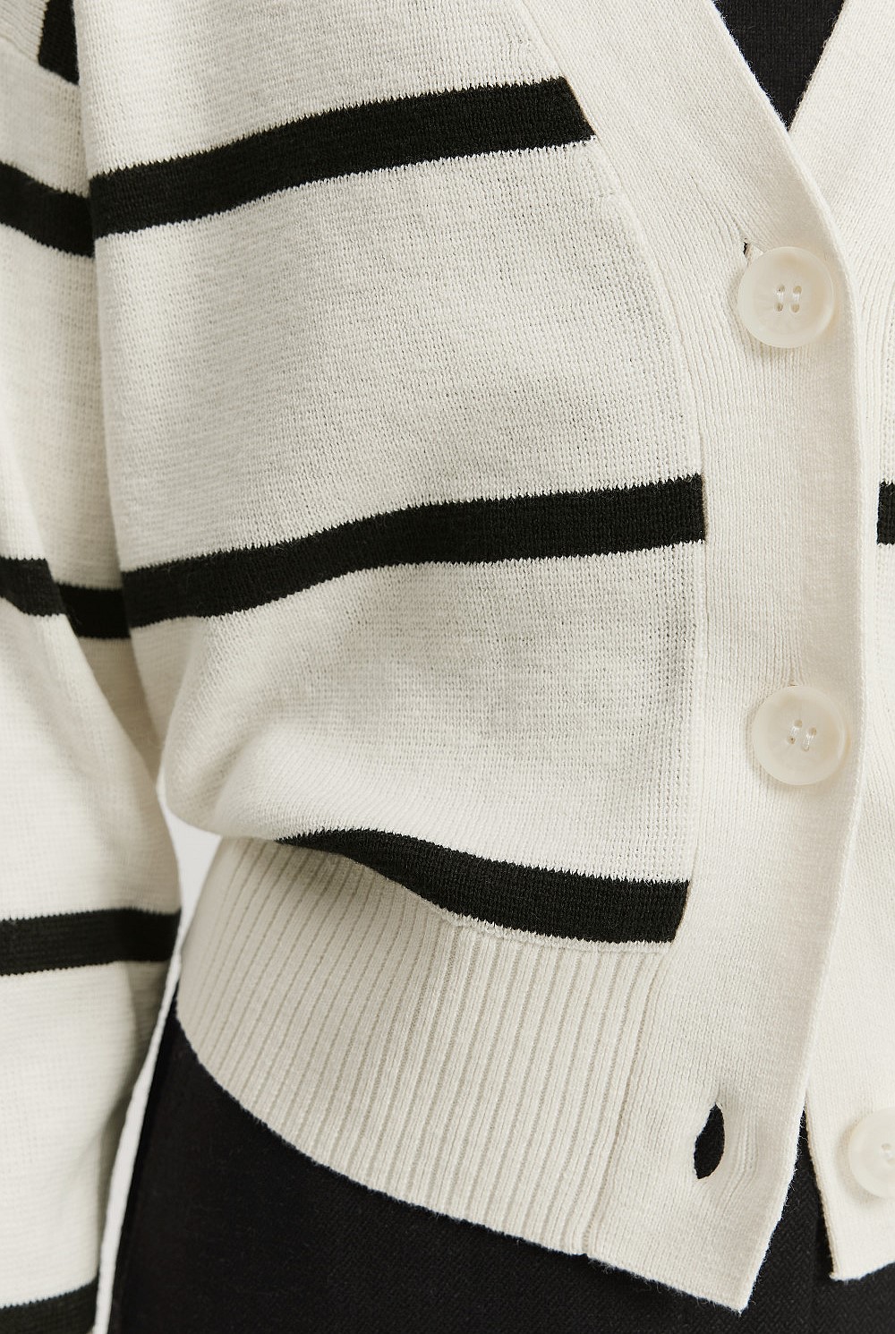 Organically Grown Cotton Linen Blend Stripe Cardigan