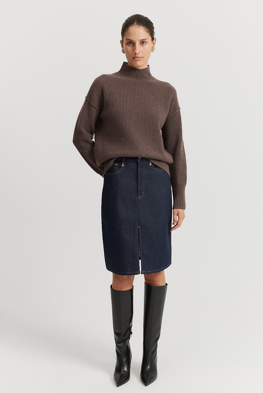 Australian Merino Wool Funnel Neck Knit