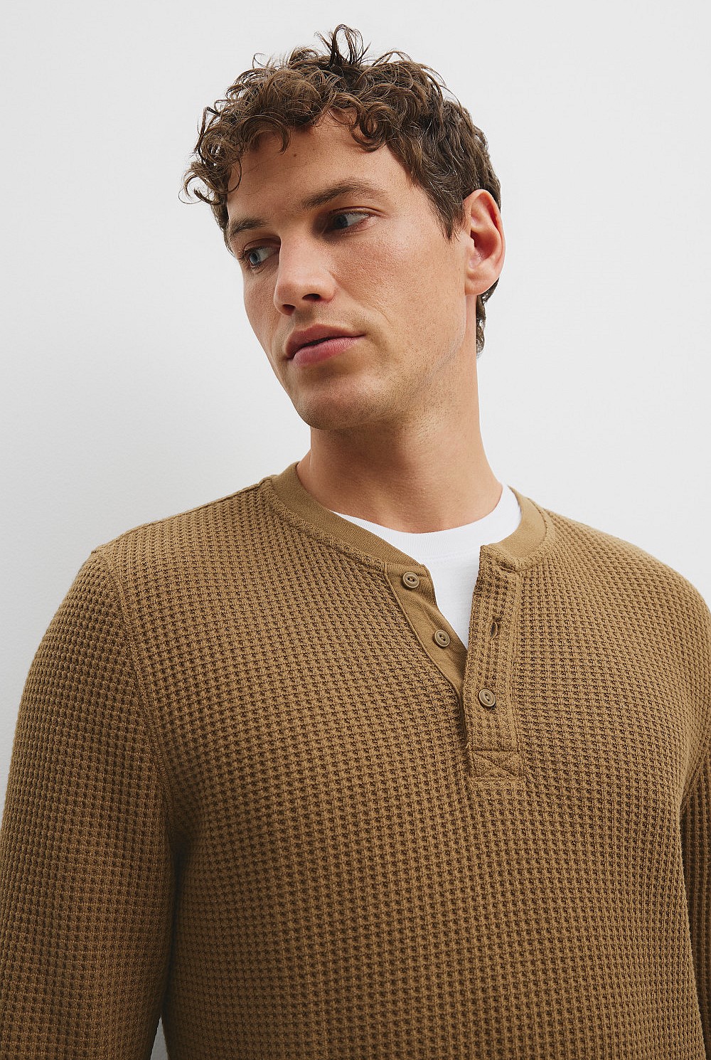 Australian Cotton Blend Waffle Henley