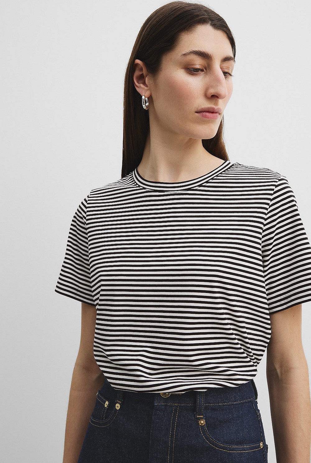 Australian Cotton Slim Cotton Stripe T-Shirt
