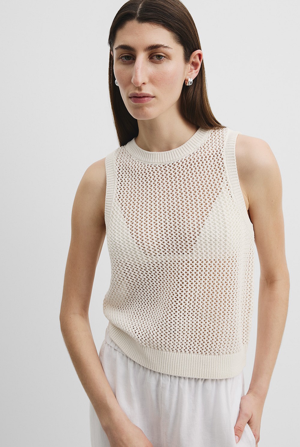 Organically Grown Cotton Crochet Knit Tank