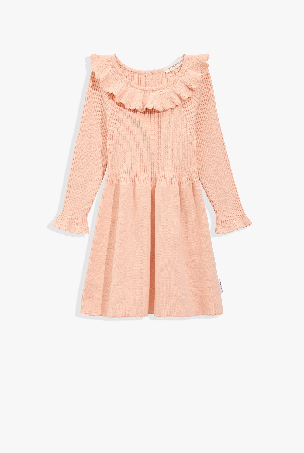 Organically Grown Cotton Frill Neck Knit Dress