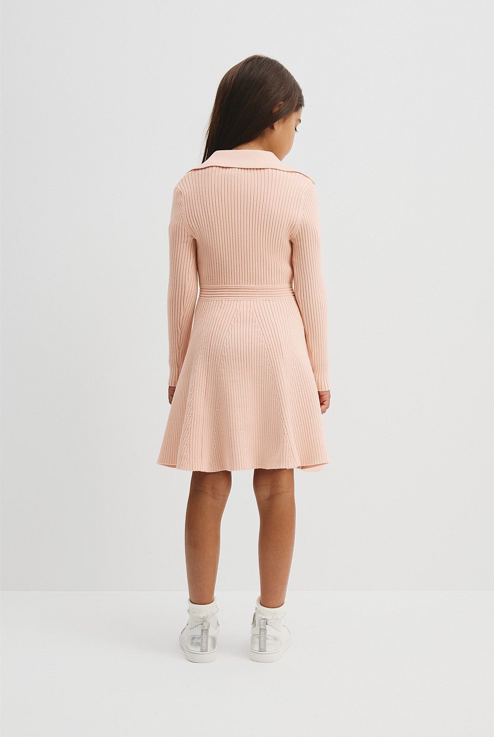 Organically Grown Cotton Blend Collared Knit Dress