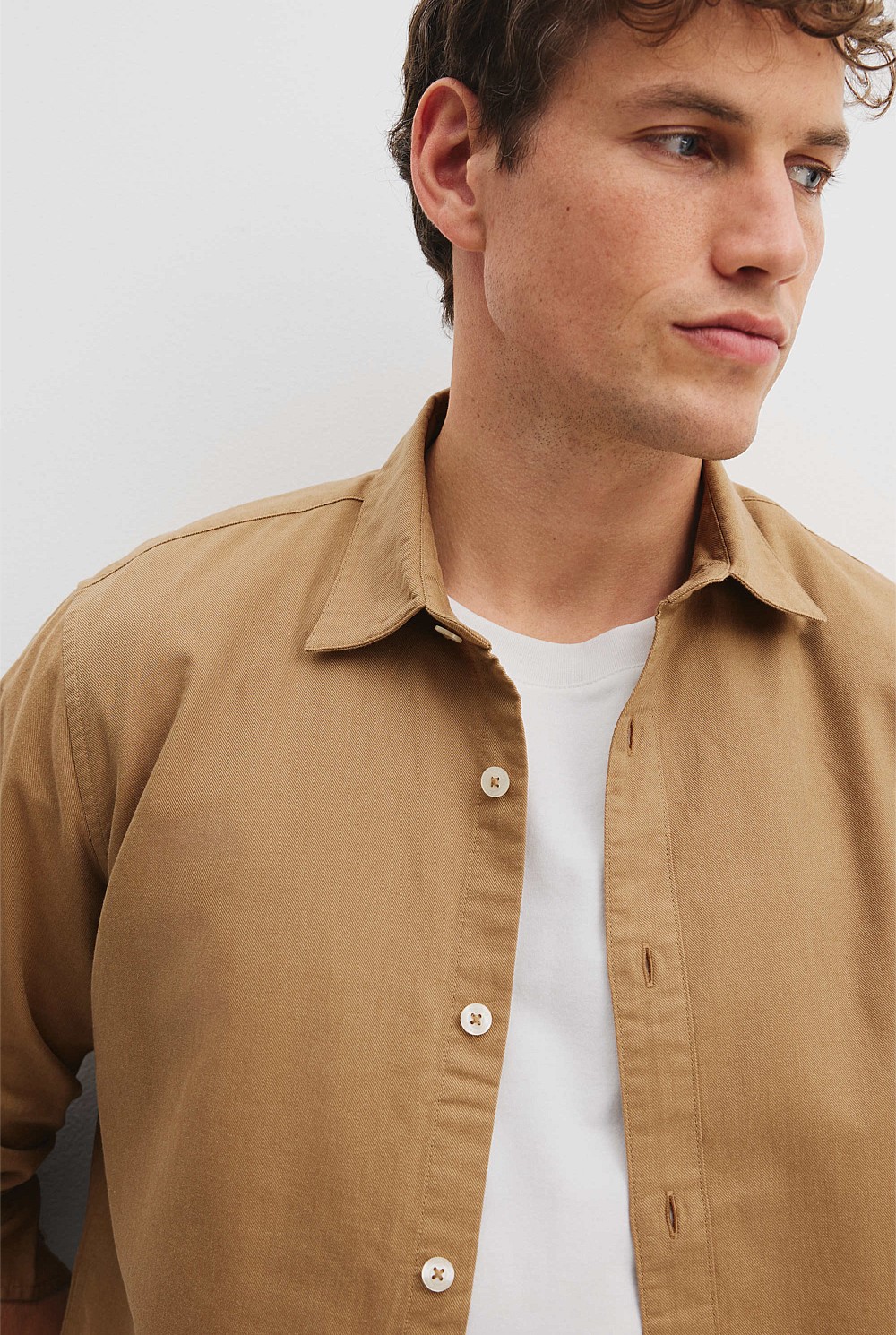 Regular Fit Australian Good Earth Cotton Brushed Twill Shirt