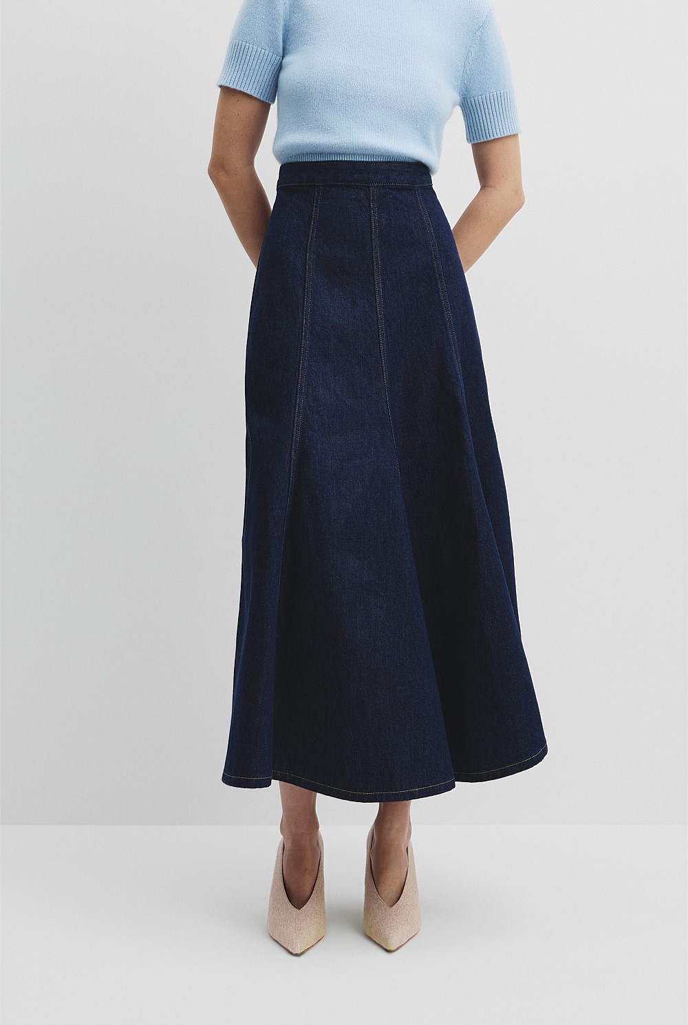 Panelled Denim Skirt