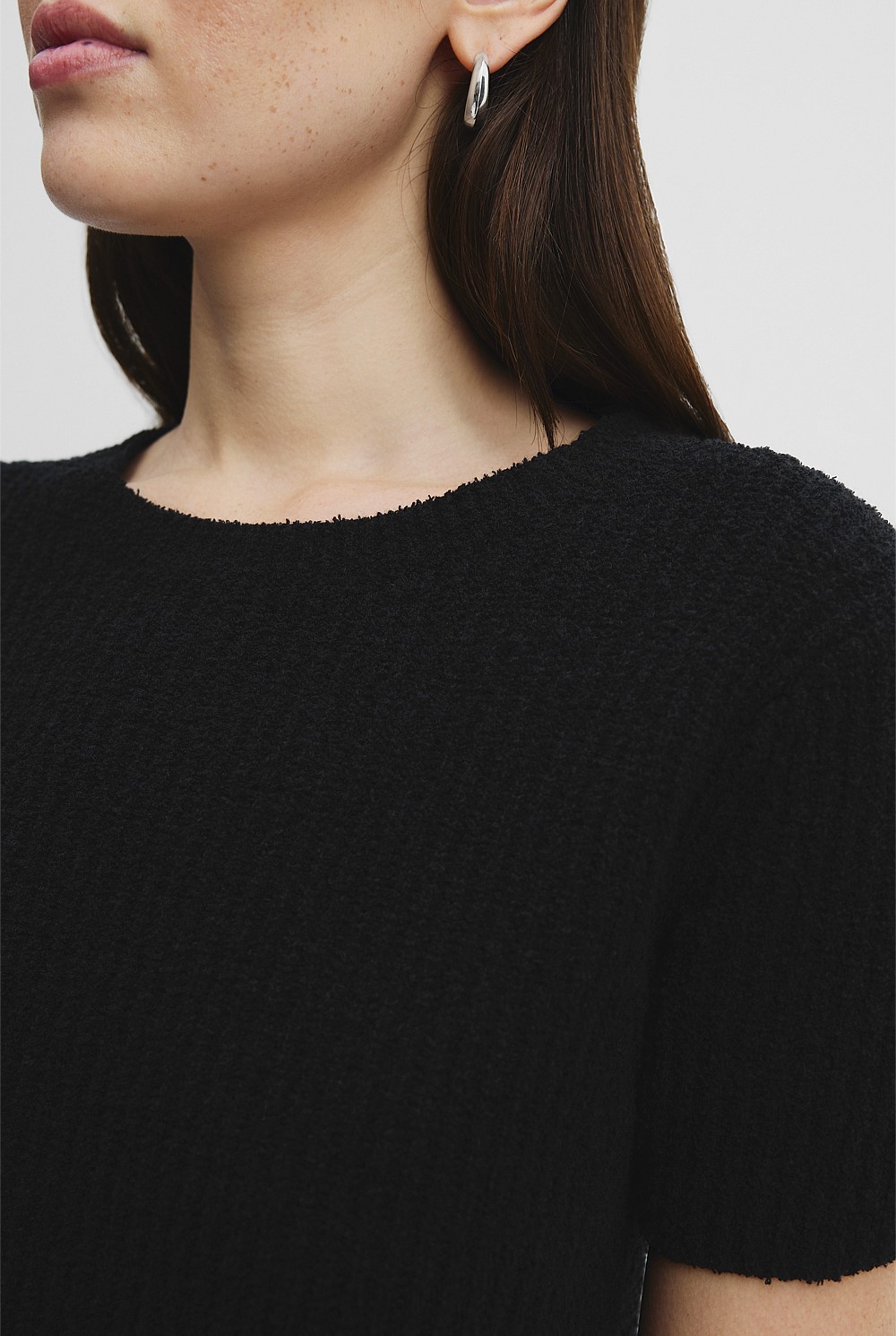 Organically Grown Cotton Boucle Knit T-Shirt