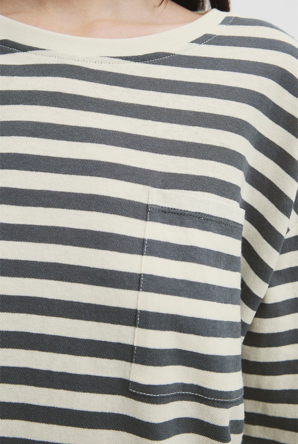 Australian Cotton Stripe Long Sleeve Relaxed T-Shirt