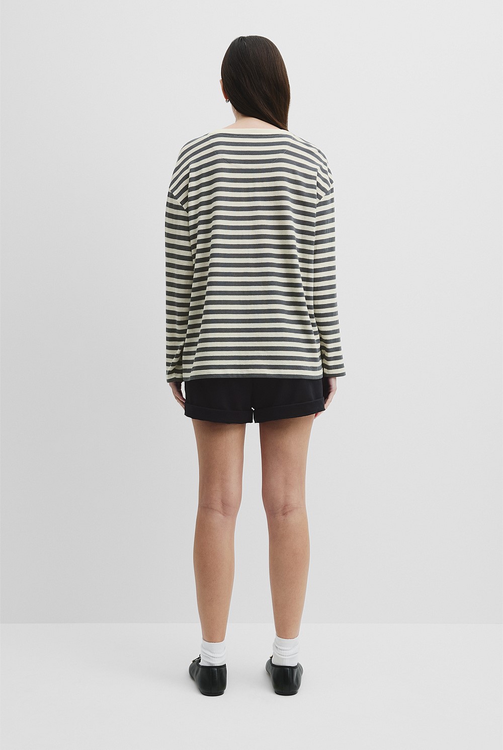 Australian Cotton Stripe Long Sleeve Relaxed T-Shirt