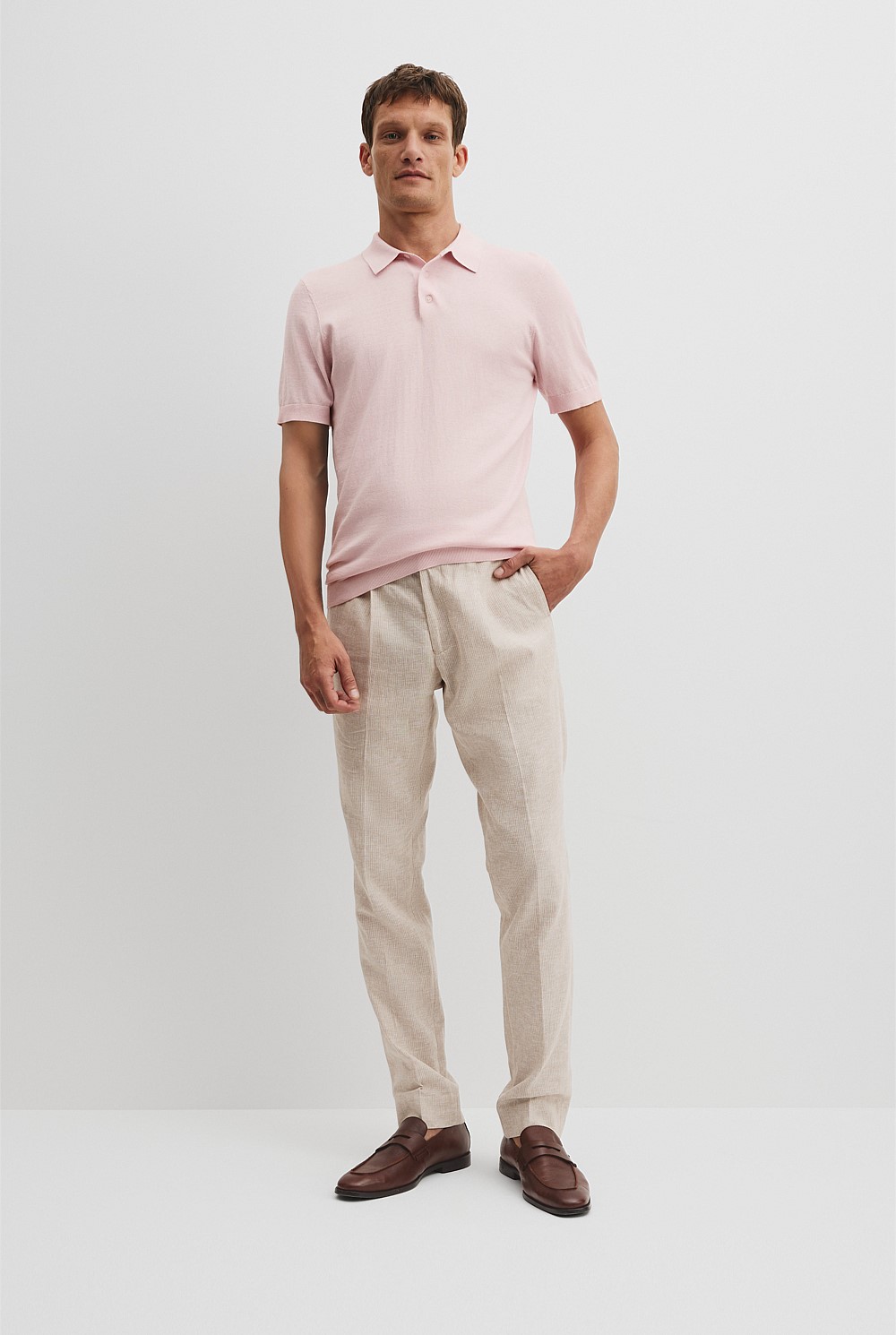 Cotton Silk Button Knit Polo