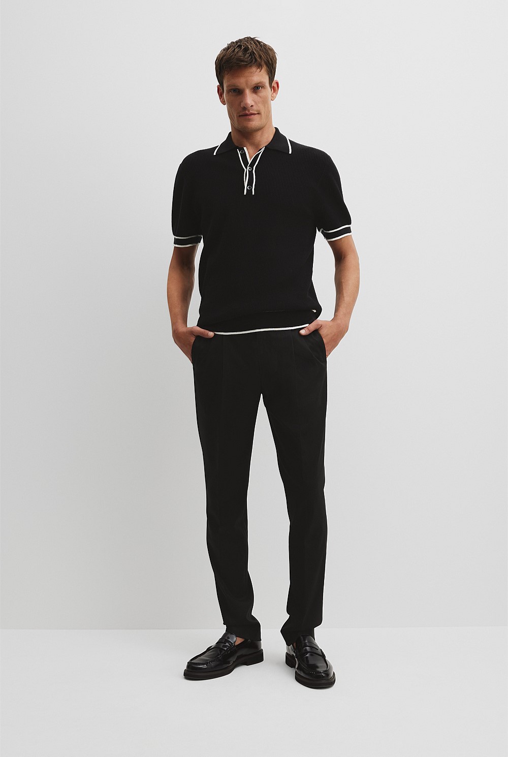 Australian Cotton Blend Tipped Knit Polo