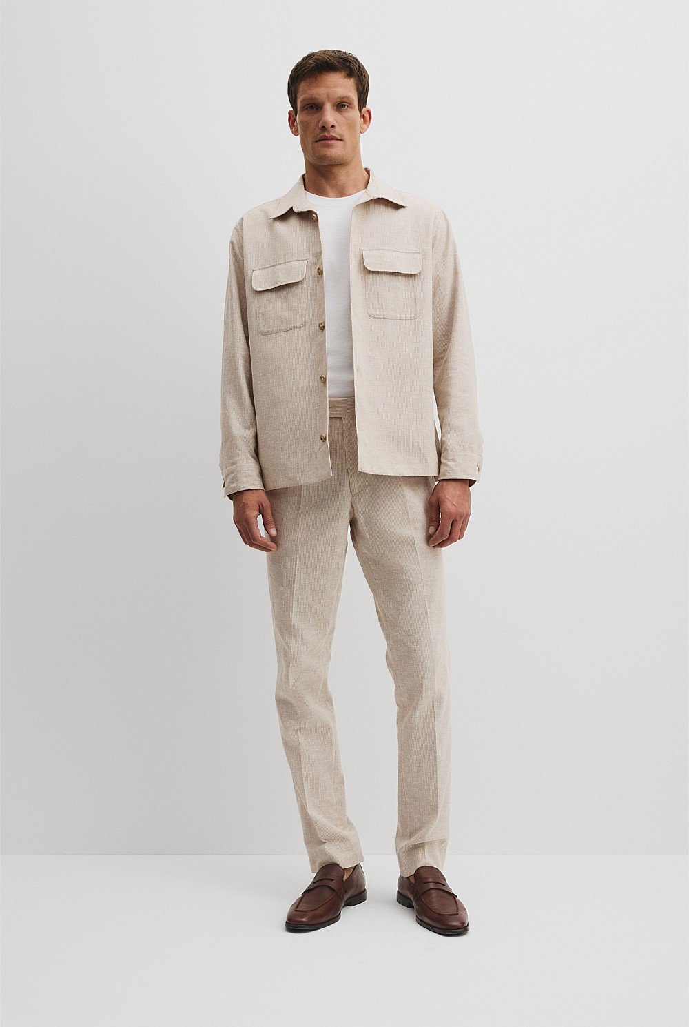 Linen Pinstripe Overshirt