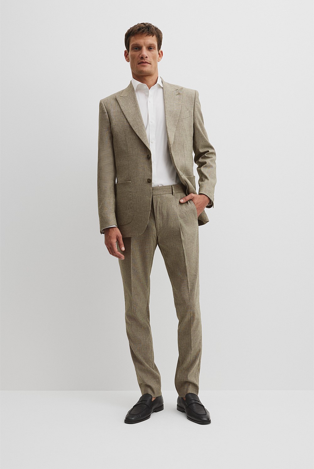 Slim Fit Linen Blend Stretch Jacket