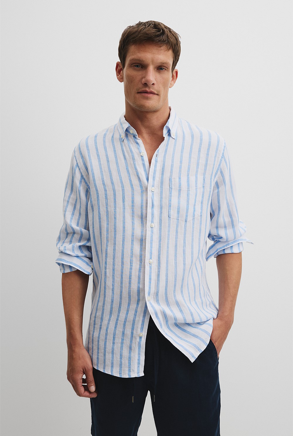 Regular Fit Organically Grown Linen Stripe Shirt