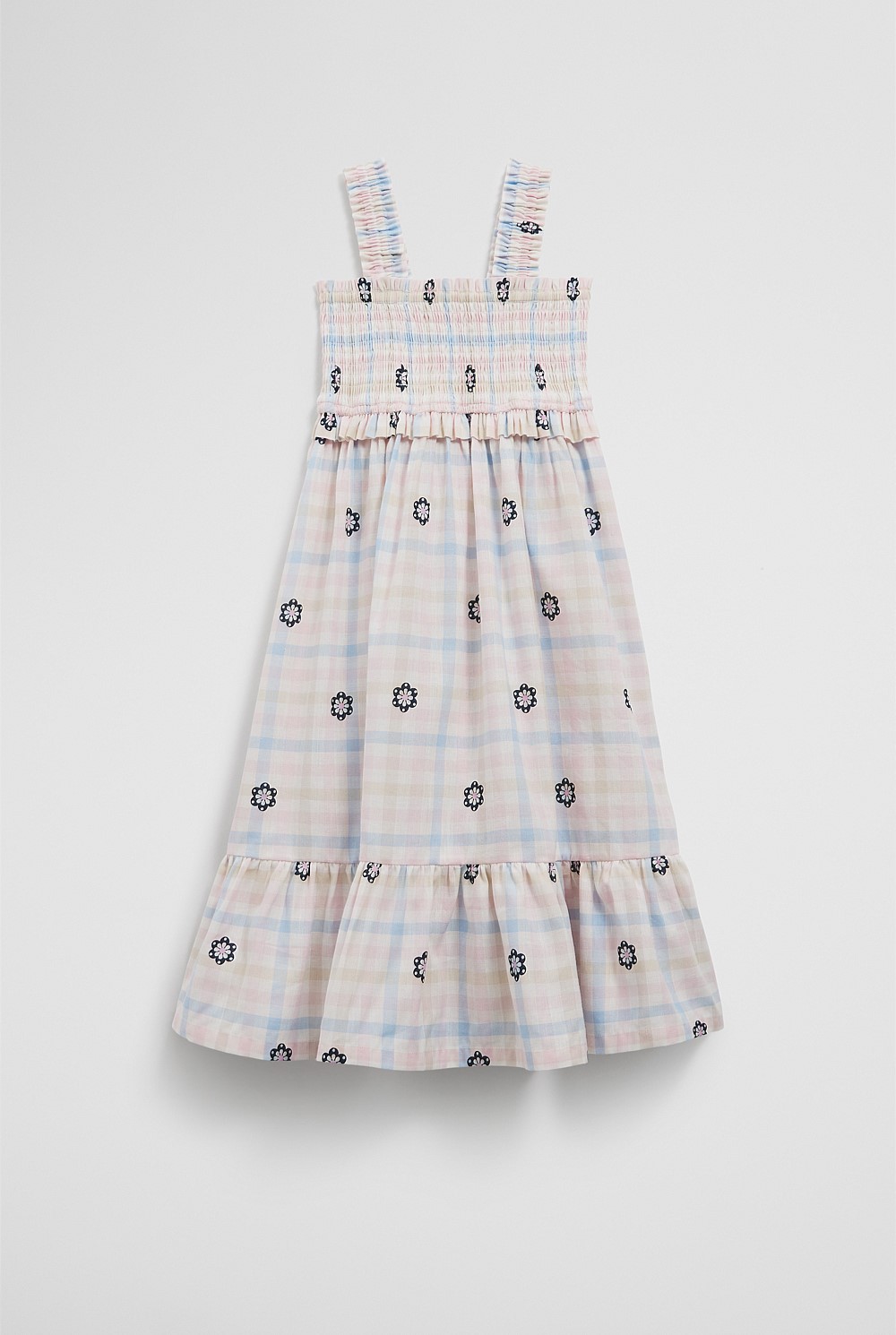 Organically Grown Cotton Blend Check Midi Dress